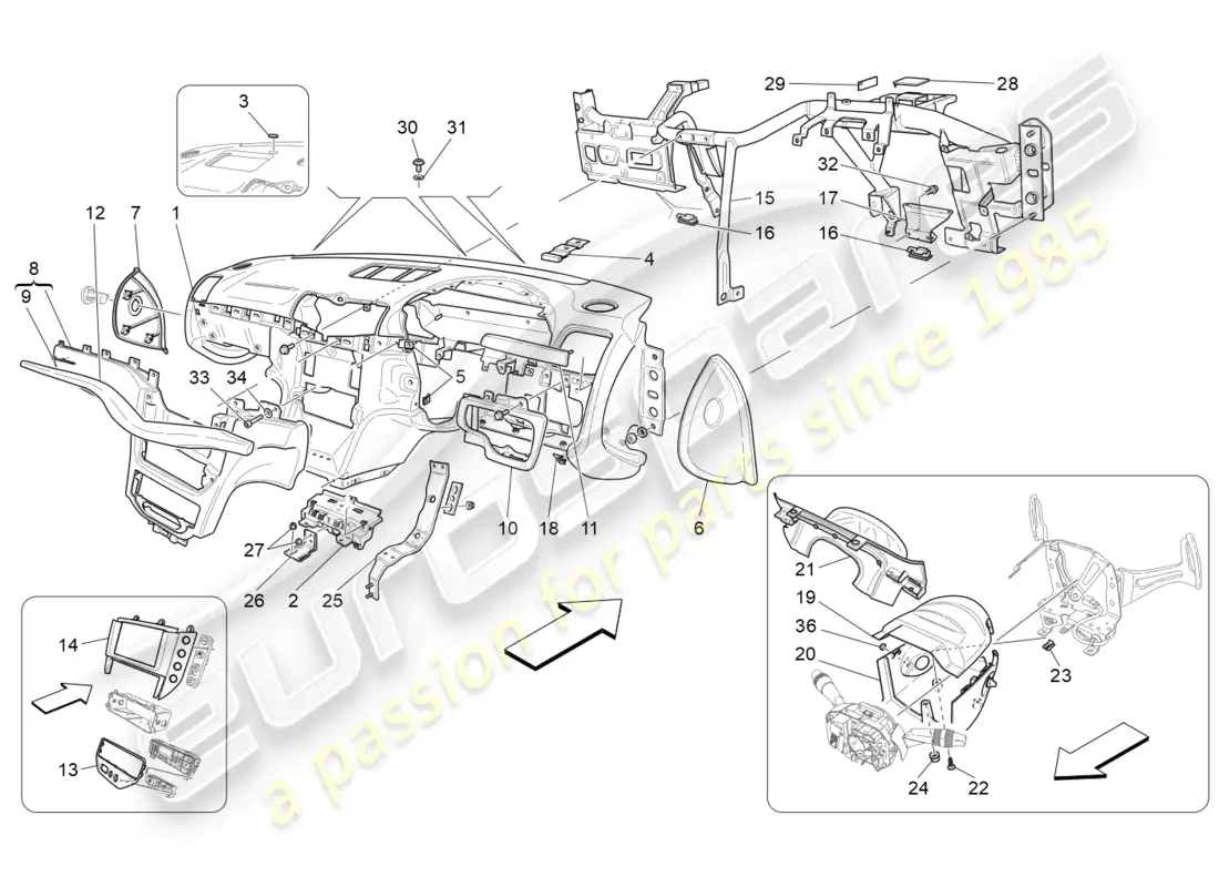 maserati granturismo (2009) dashboard unit parts diagram