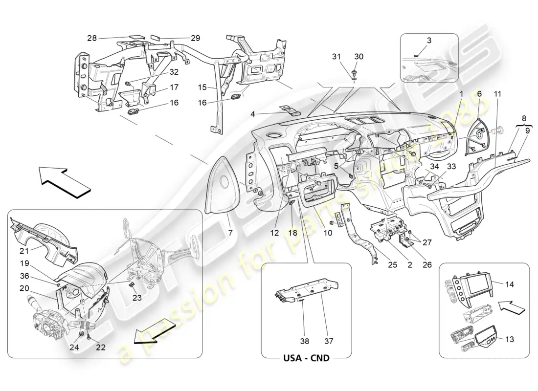 maserati granturismo (2009) dashboard unit parts diagram