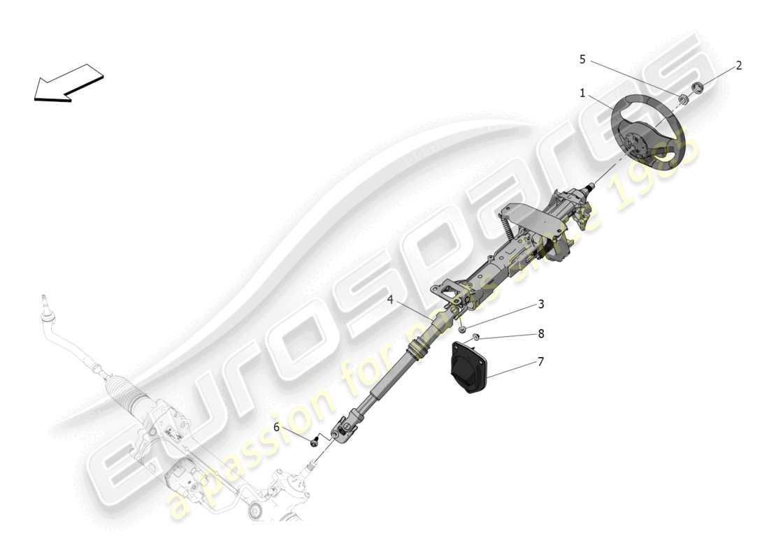 maserati mc20 (2022) steering column and steering wheel unit parts diagram