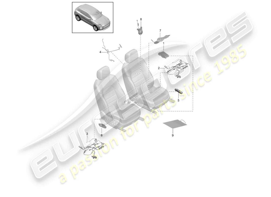 VIEW PARTS DIAGRAMS FROM THE PORSCHE MACAN PARTS CATALOGUE a part diagram from the porsche macan parts catalogue