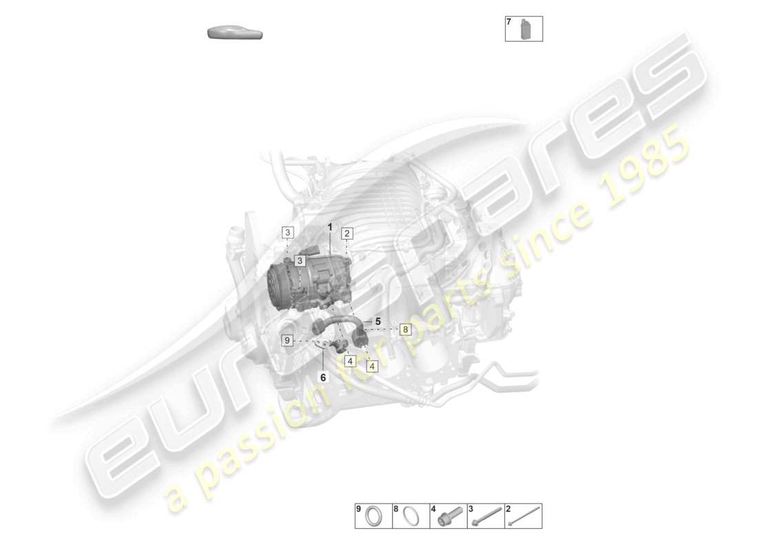 a part diagram from the porsche 2023 (992-1 gt3/rs/st) parts catalogue