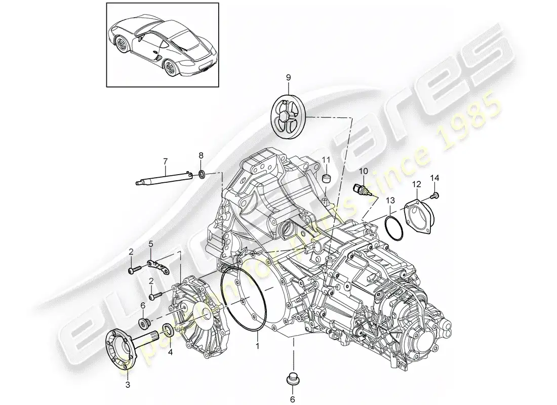 a part diagram from the porsche cayman parts catalogue