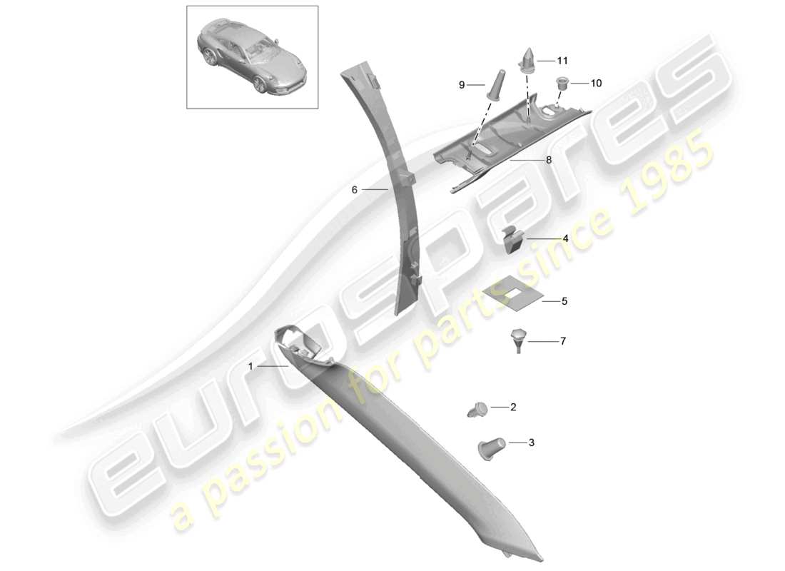VIEW PARTS DIAGRAMS FROM THE PORSCHE 991 PARTS CATALOGUE a part diagram from the porsche 991 parts catalogue