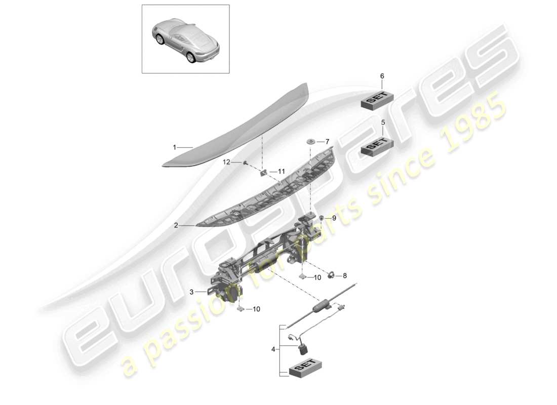 a part diagram from the porsche 2021 (718 cayman) parts catalogue