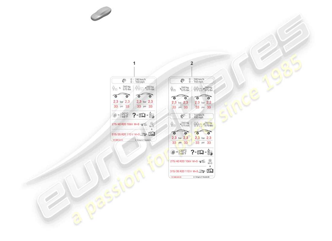 a part diagram from the porsche taycan parts catalogue