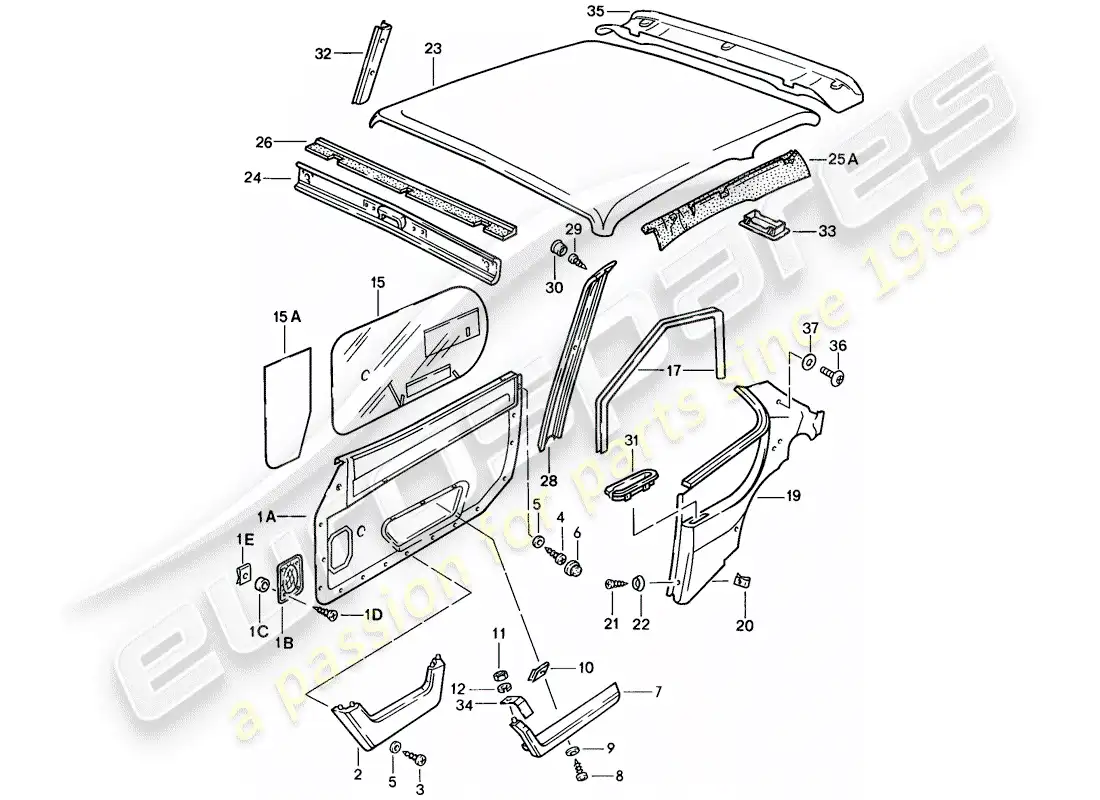 a part diagram from the porsche 924 parts catalogue