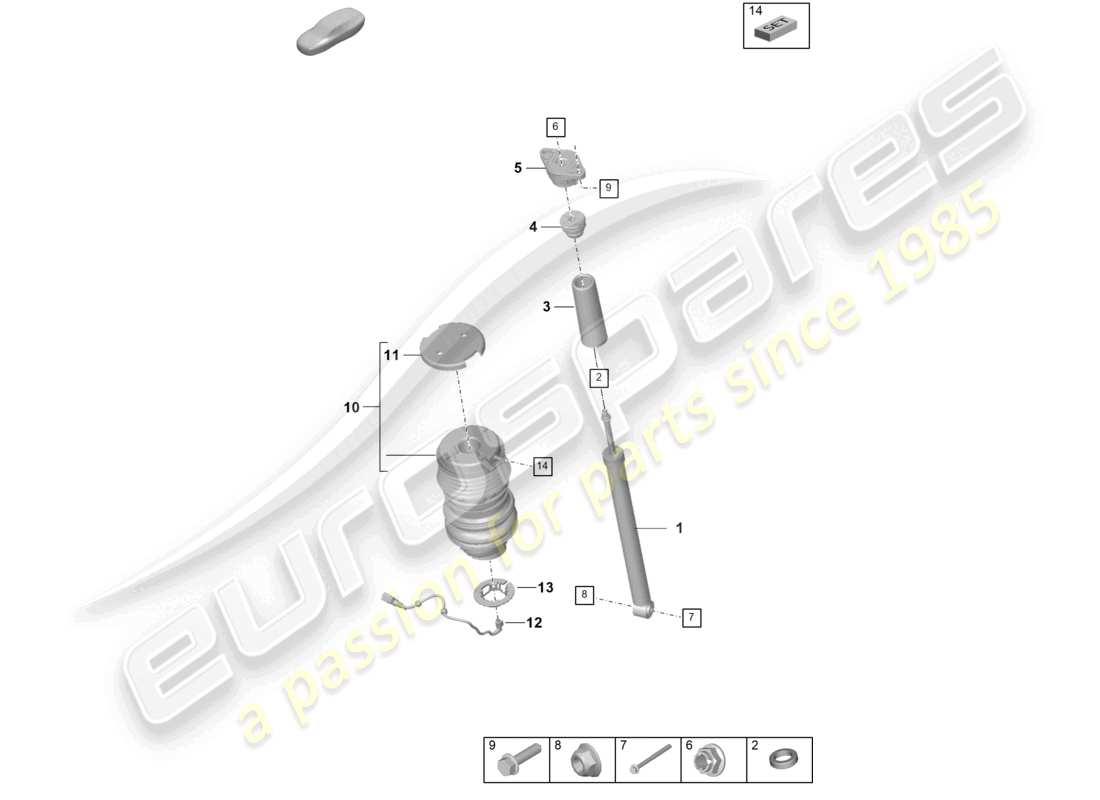 a part diagram from the porsche 2022 (taycan 9j1-1) parts catalogue
