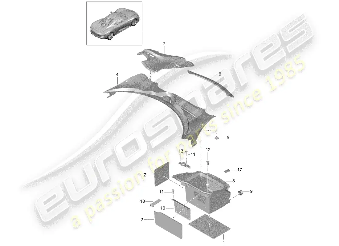 a part diagram from the porsche 918 spyder parts catalogue
