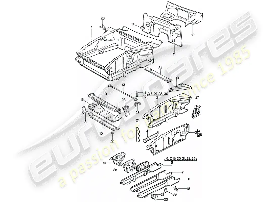 a part diagram from the porsche 1981 (928) parts catalogue