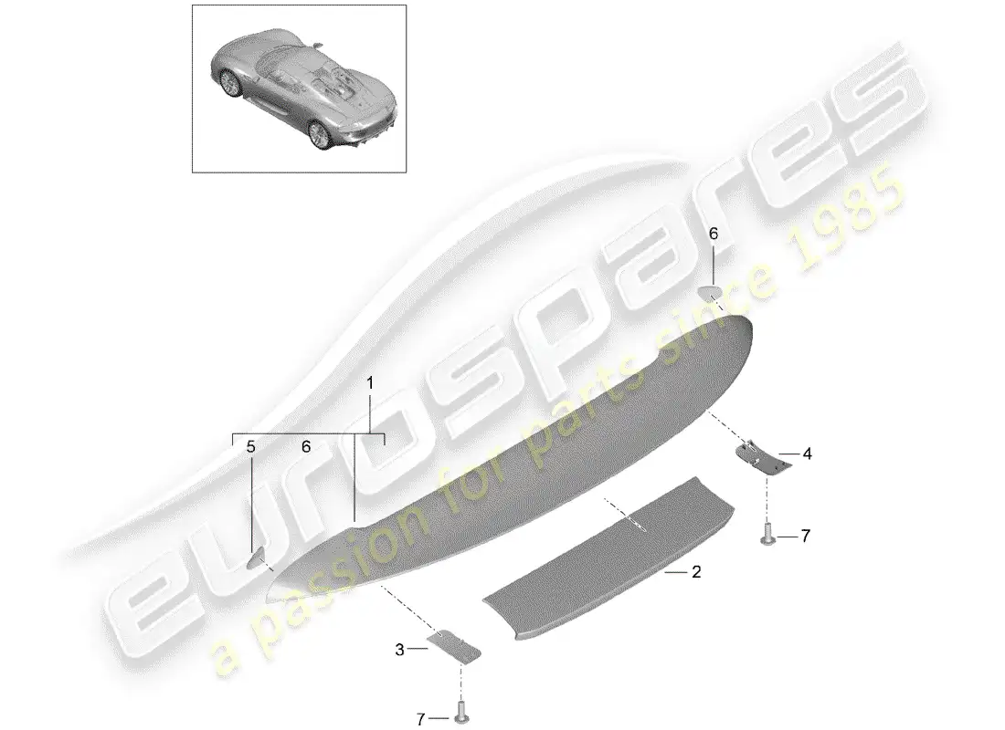 a part diagram from the porsche 918 spyder parts catalogue
