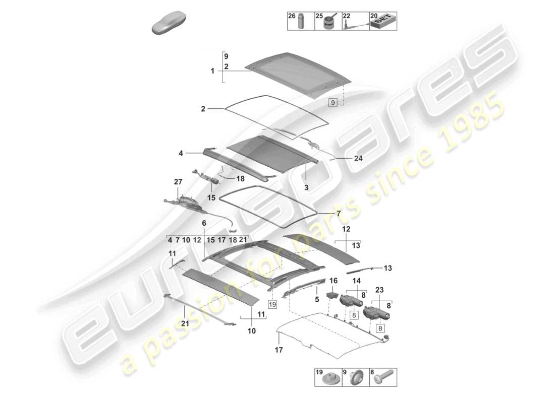 VIEW PARTS DIAGRAMS FROM THE PORSCHE 992 PARTS CATALOGUE a part diagram from the porsche 992 parts catalogue