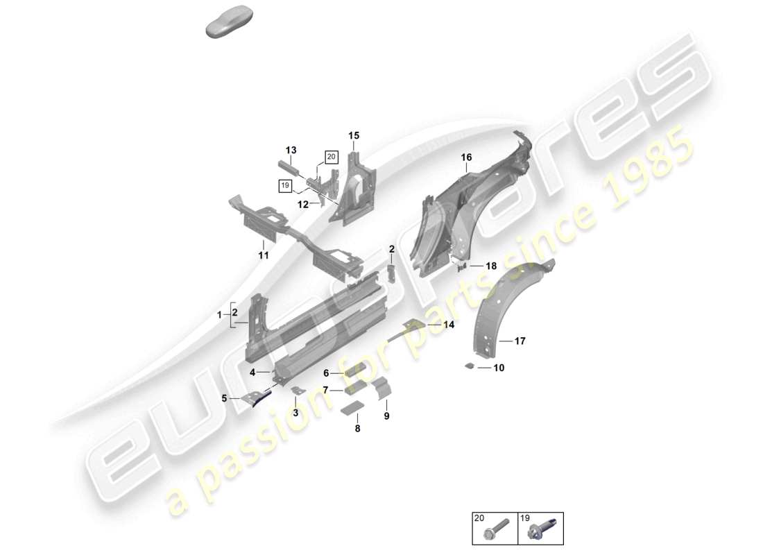 a part diagram from the porsche 992 parts catalogue