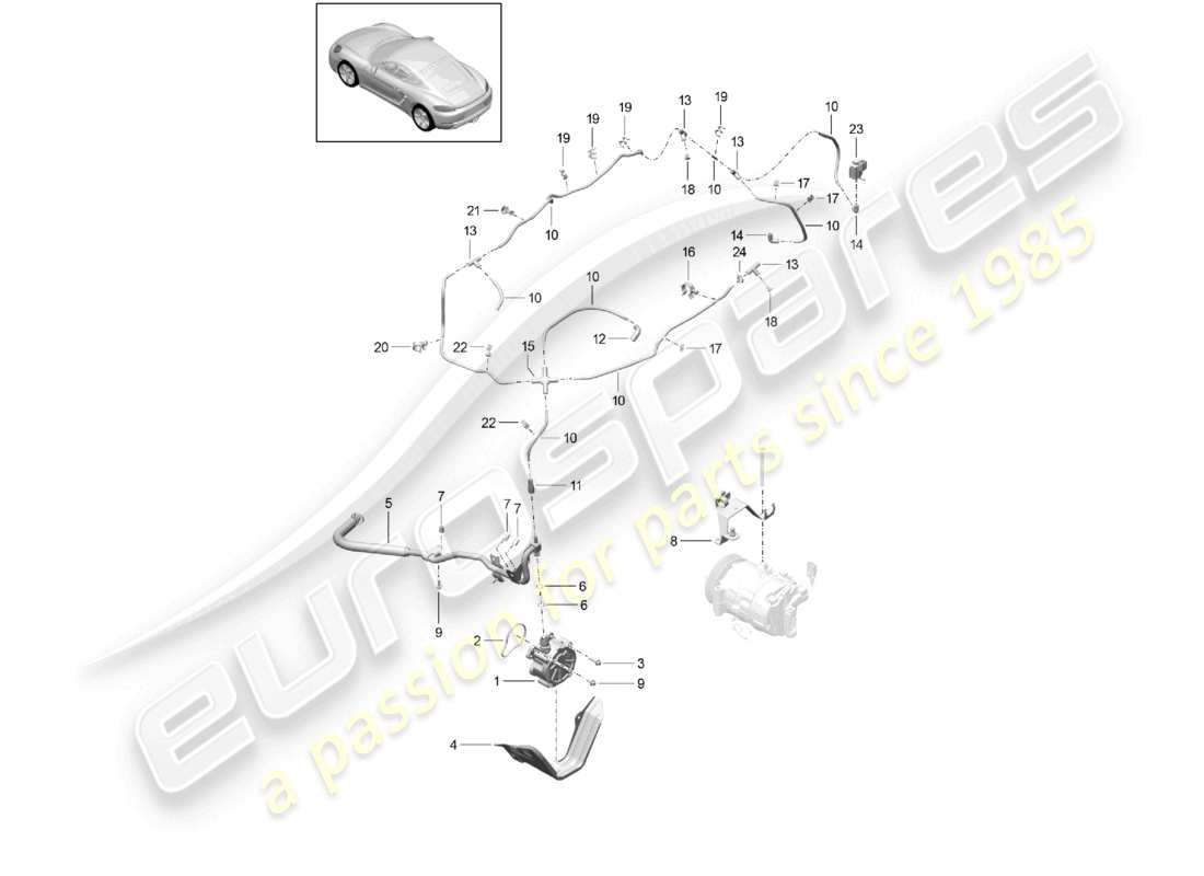 VIEW PARTS DIAGRAMS FROM THE PORSCHE CAYMAN PARTS CATALOGUE a part diagram from the porsche cayman parts catalogue