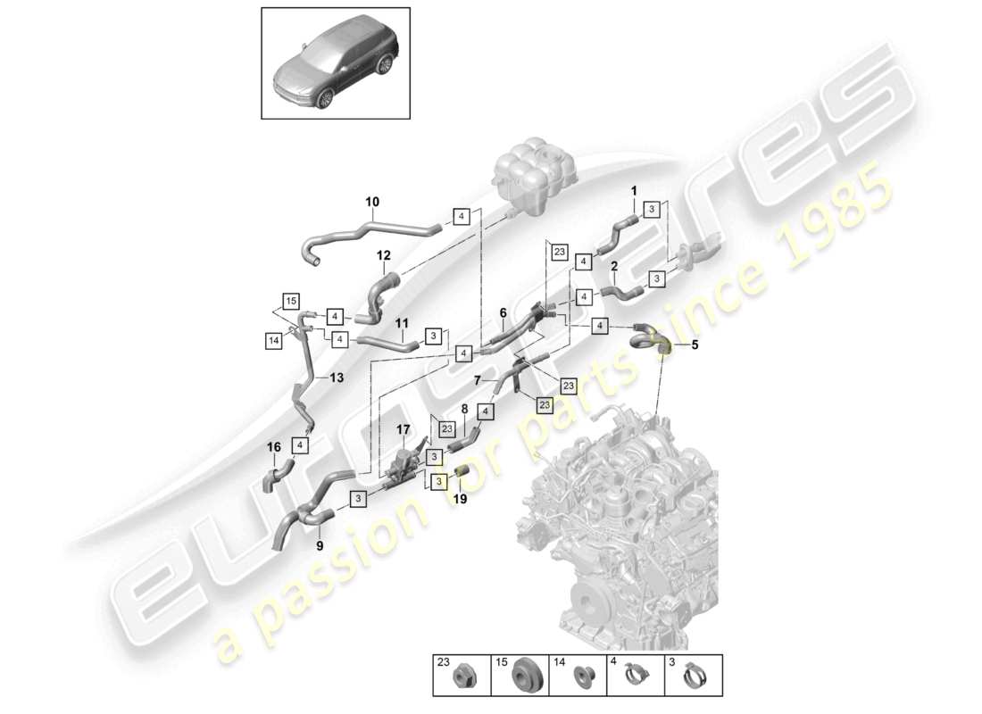 a part diagram from the porsche cayenne parts catalogue