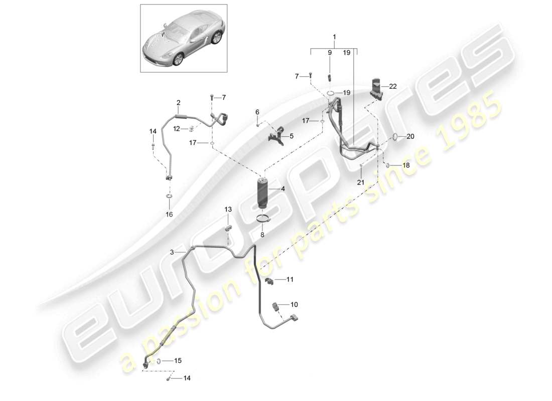a part diagram from the porsche 2023 (718 cayman) parts catalogue