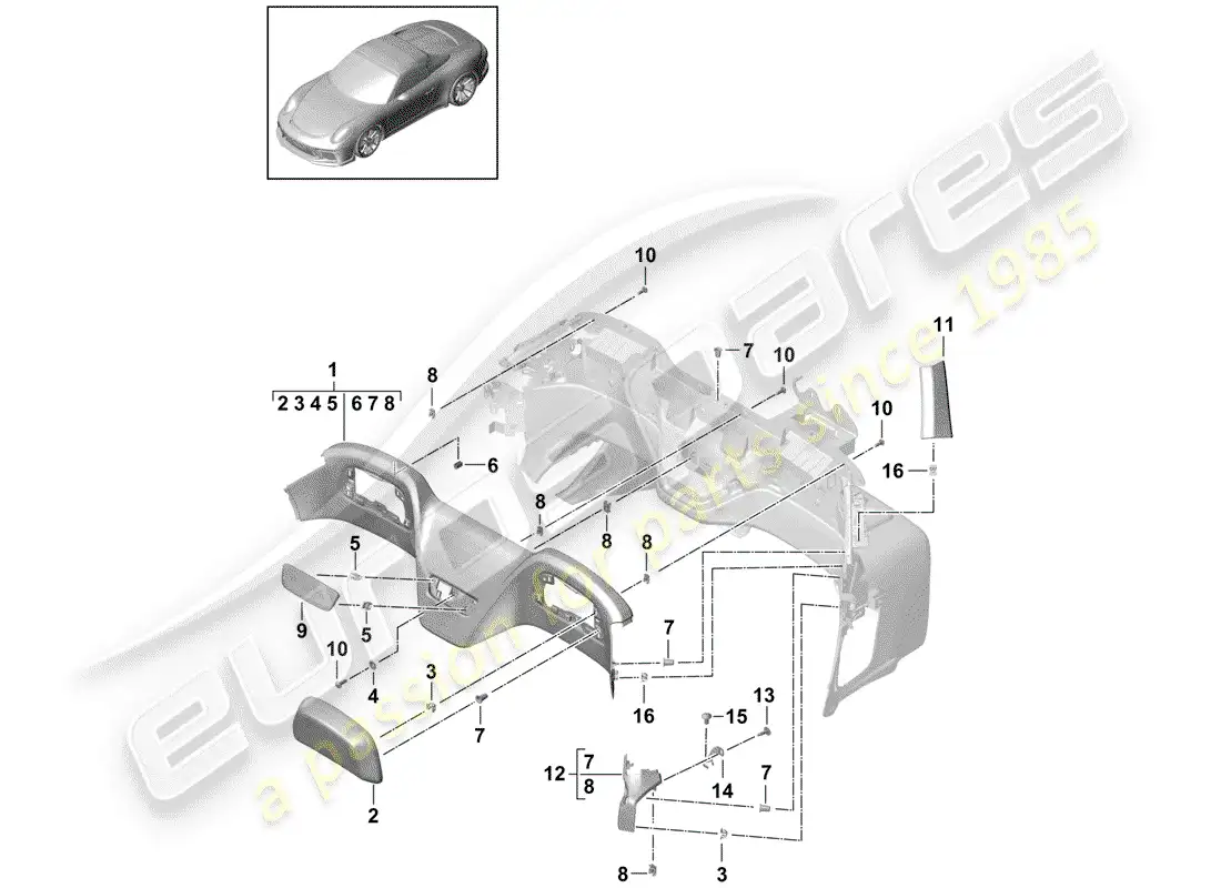 a part diagram from the porsche 991 parts catalogue
