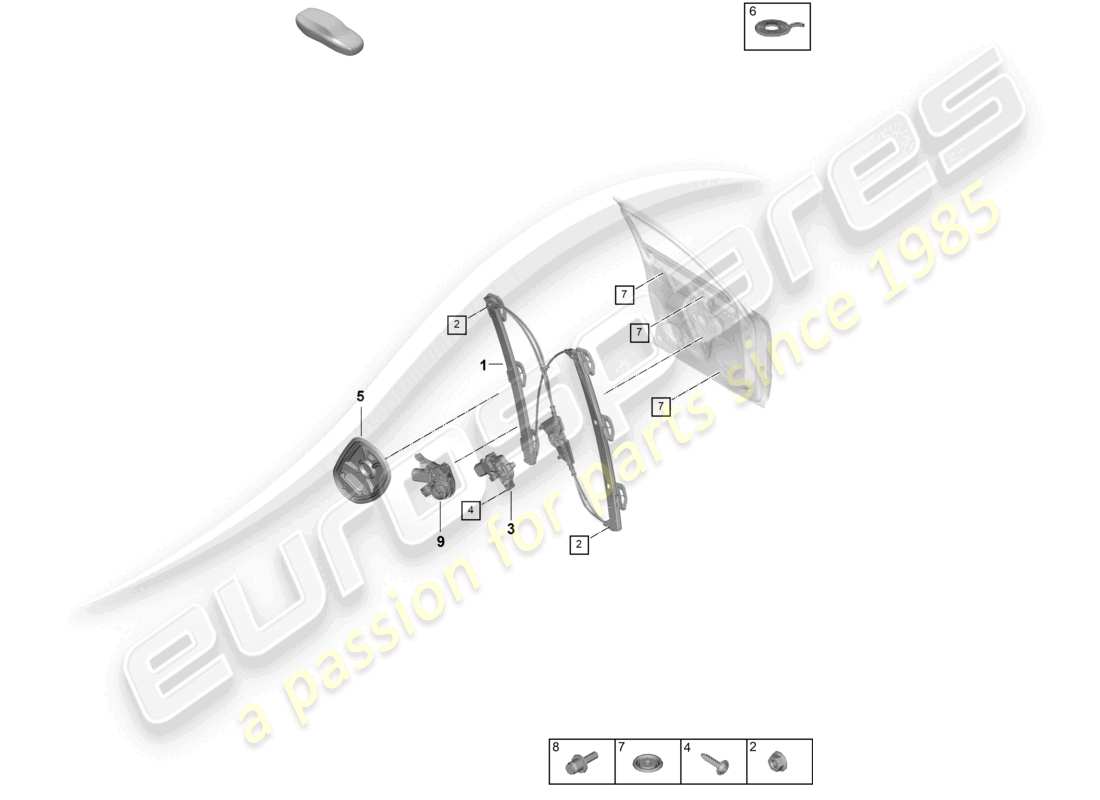 porsche 2026 (cayenne e3 pa) window regulator front assembly carrier coupe part diagram