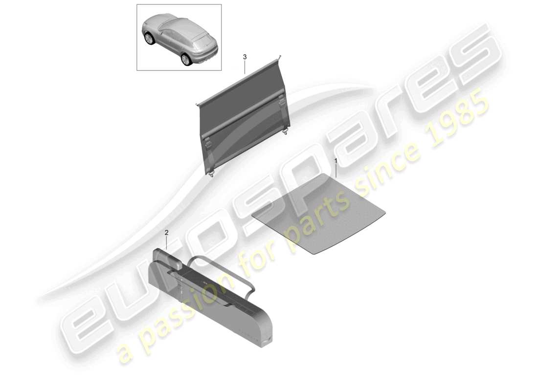 porsche 2021 (macan) luggage compartment mat net partition ski bag parts diagram
