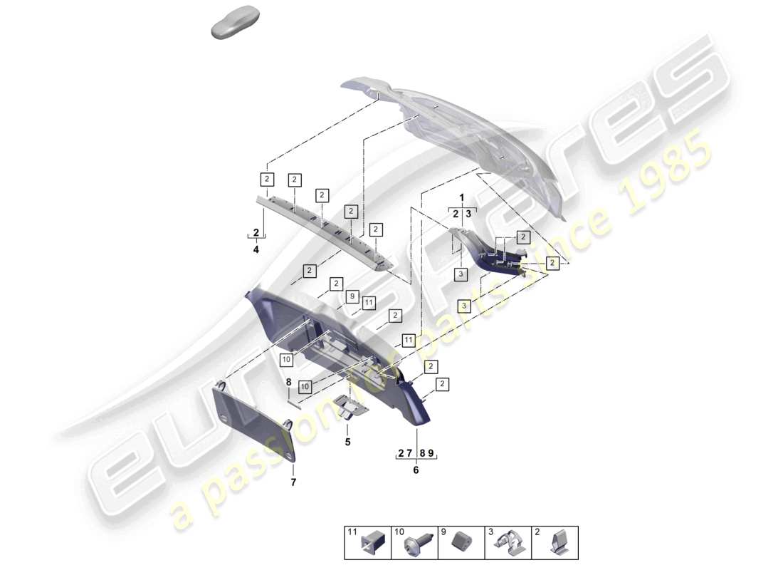 porsche 2024 (cayenne e3 pa) trim rear lid part diagram