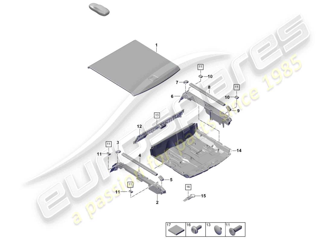 porsche 2023 (cayenne e3 pa) luggage compartment floor luggage boot trims lower part diagram