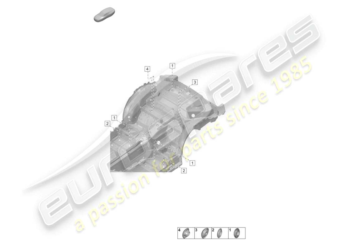 porsche 2020 (992-1 turbo / s) plugs for body rear, inner car body rear end part diagram