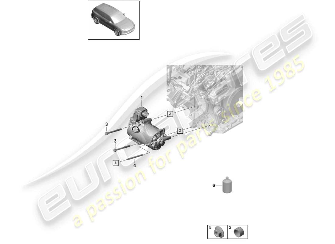 porsche 2021 (cayenne e3 9ya/9yb) compressor air conditioning for vehicles with hybrid drive part diagram