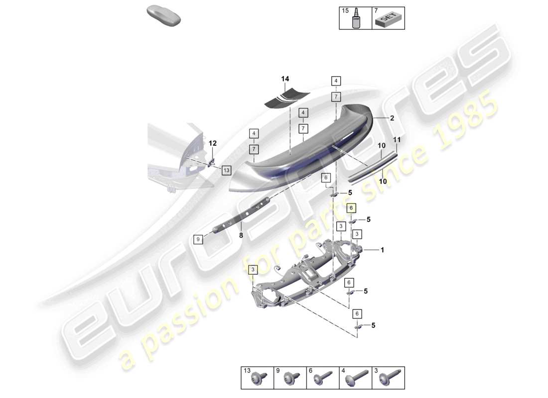 porsche 2020 (992-1 turbo / s) rear spoiler sport classic part diagram