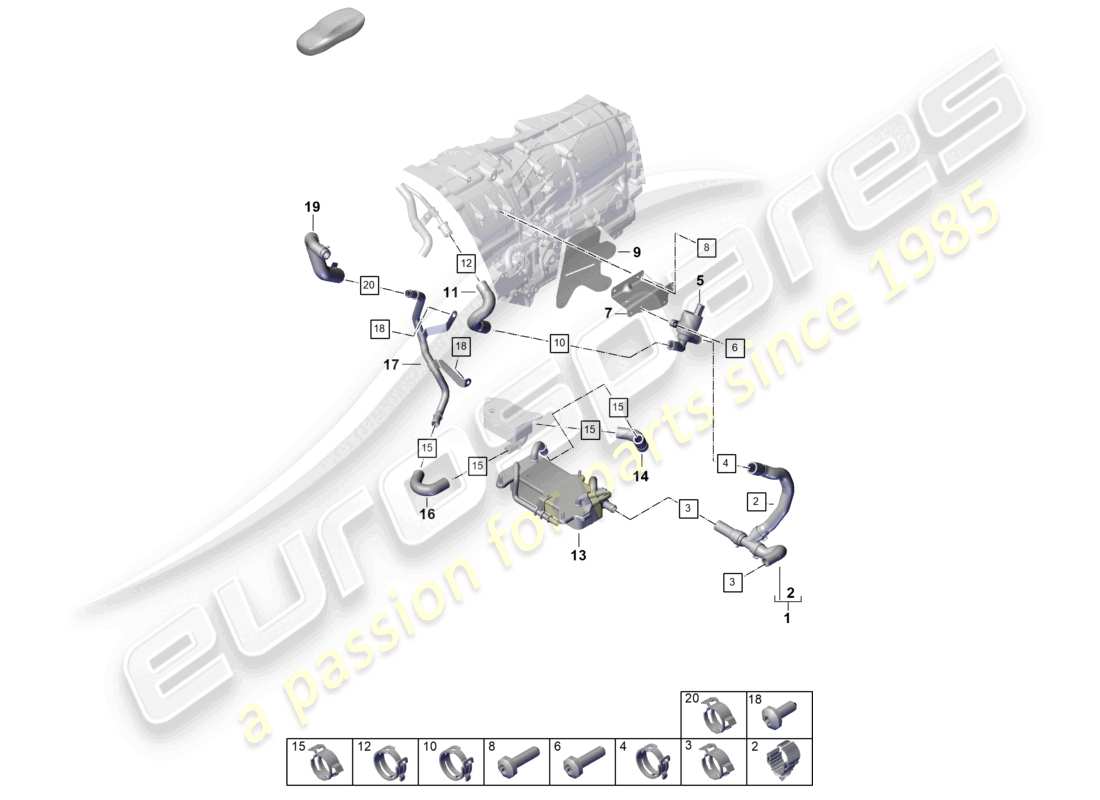 porsche 2024 (cayenne e3 pa) coolant cooling system cayenne gts part diagram