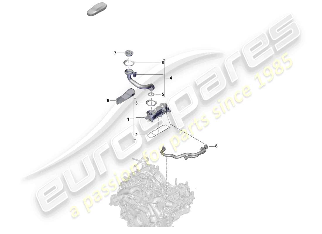 porsche 2026 (cayenne e3 pa) ventilation for cylinder block oil separator part diagram