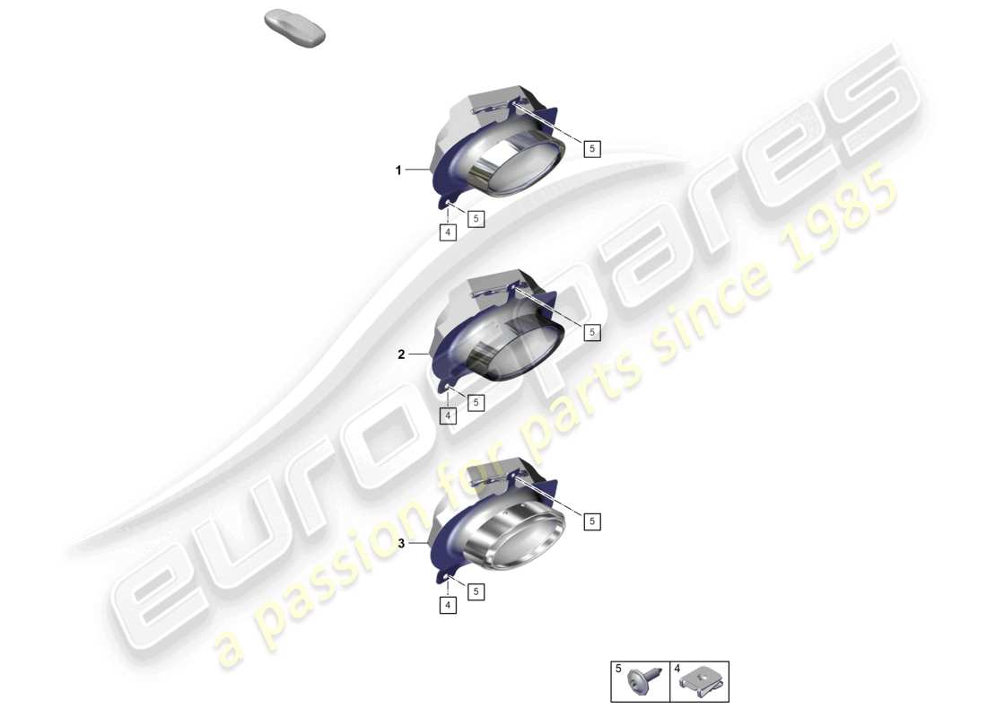 porsche 2025 (992-2 turbo / s) exhaust tail pipe for sports exhaust system part diagram
