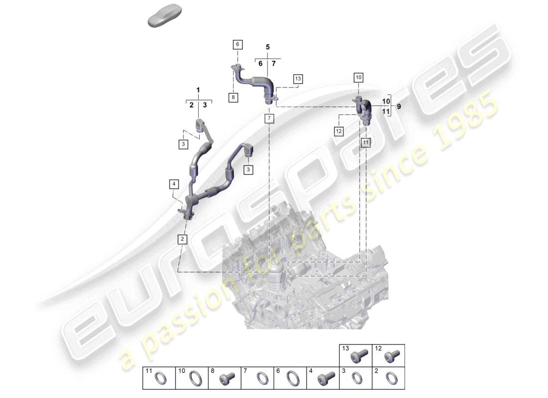 porsche 2025 (cayenne e3 pa) oil pressure line for exhaust gas turbocharger part diagram