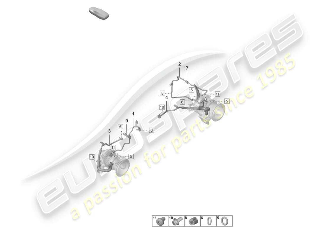porsche 2024 (992-2) exhaust gas turbocharger oil pipe part diagram