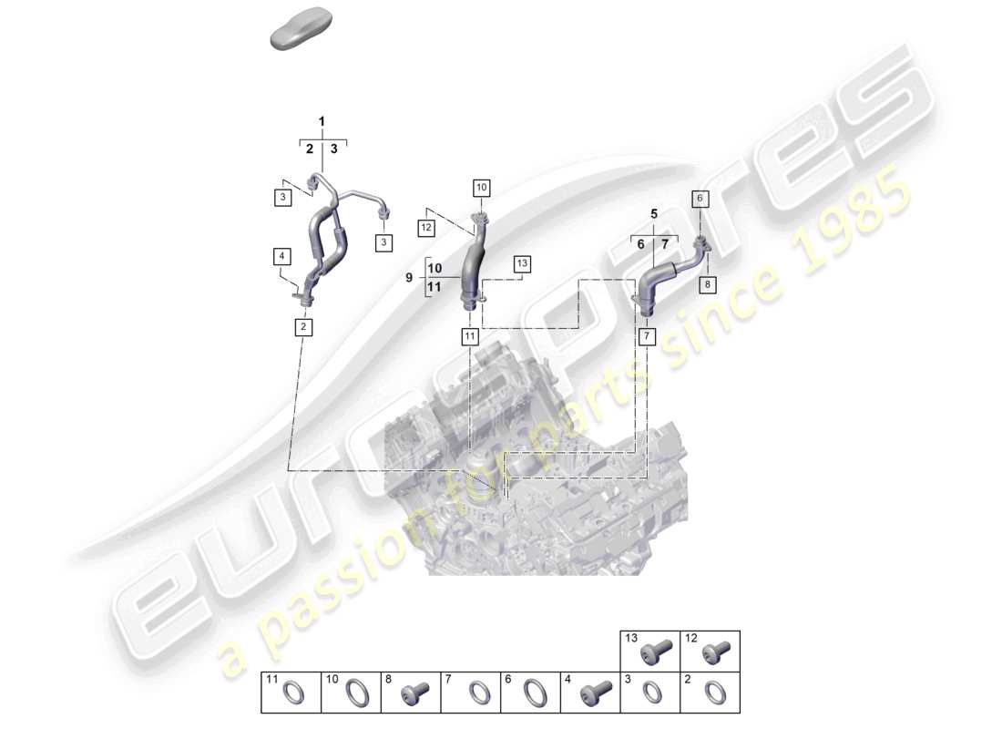 porsche 2025 (cayenne e3 pa) oil pressure line for exhaust gas turbocharger part diagram
