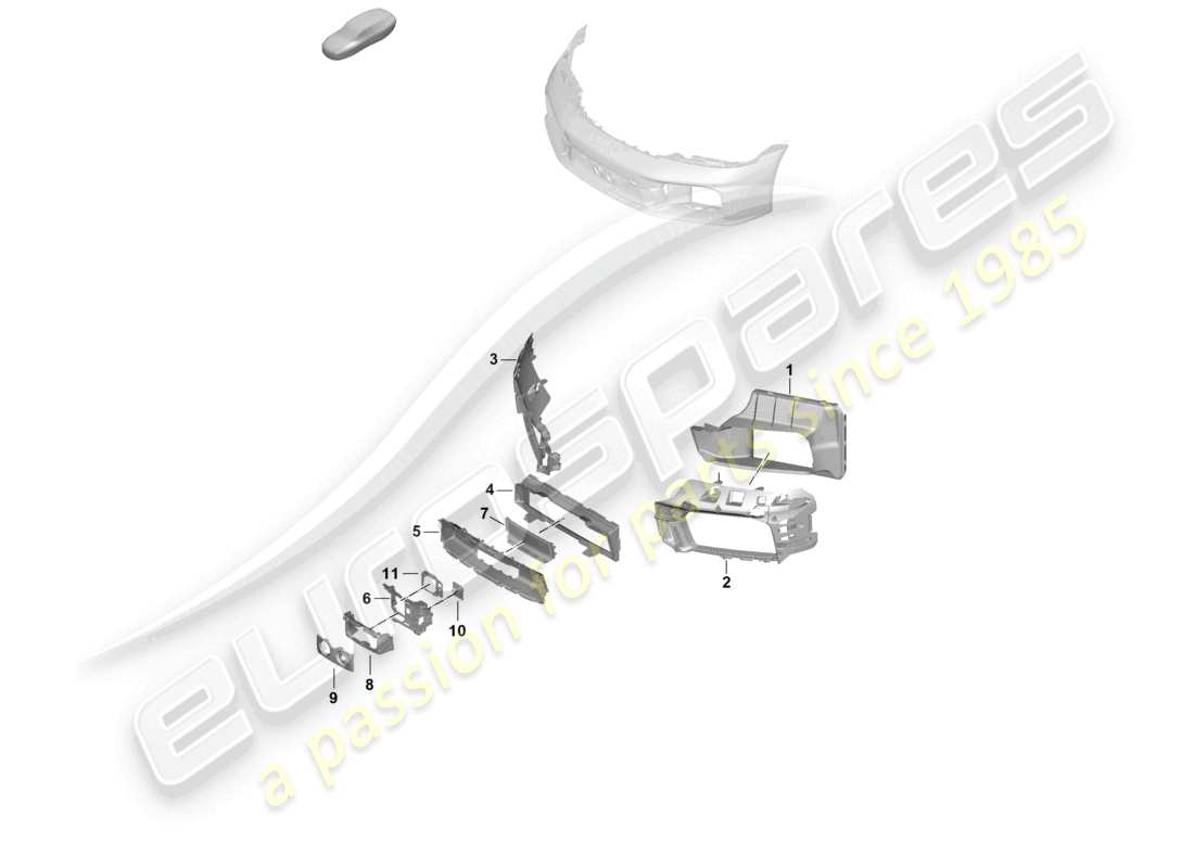 porsche 2024 (992-2) bumper front air guide and individual parts sport design package part diagram