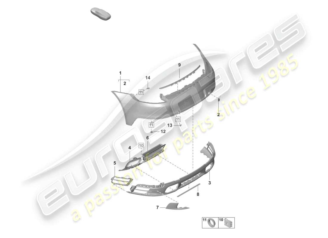 porsche 2023 (992-1) bumper rear sport design package basic with: accessories part diagram