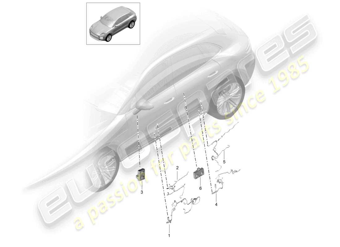 porsche 2022 (macan) wire set control units doors for vehicles with bose sound system part diagram