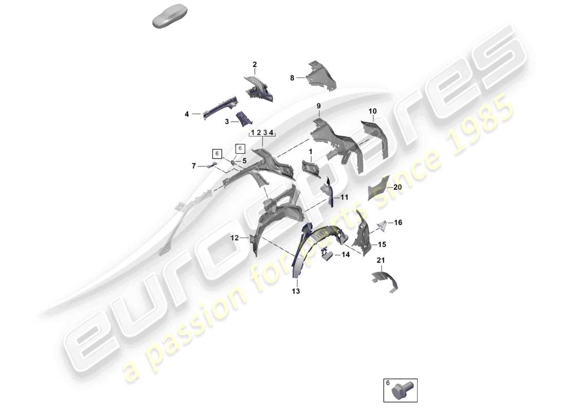 porsche 2024 (cayenne e3 pa) side part rear, inner part diagram