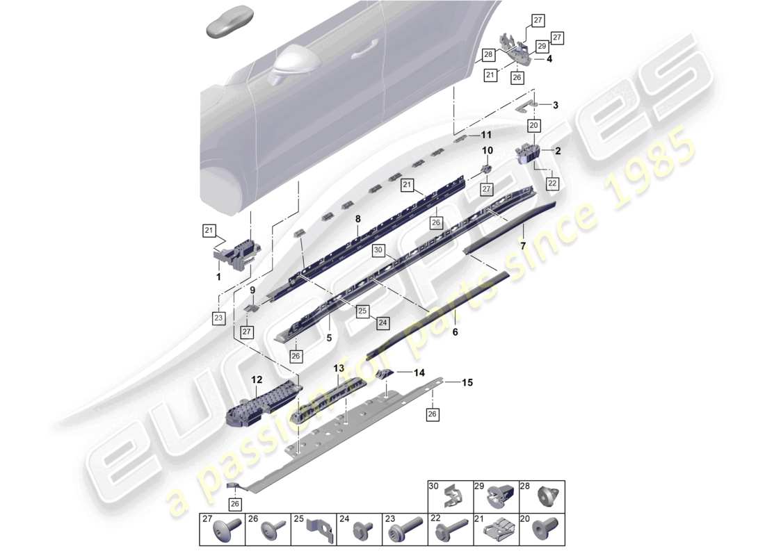 porsche 2025 (cayenne e3 pa) side member trim offroad accessories part diagram