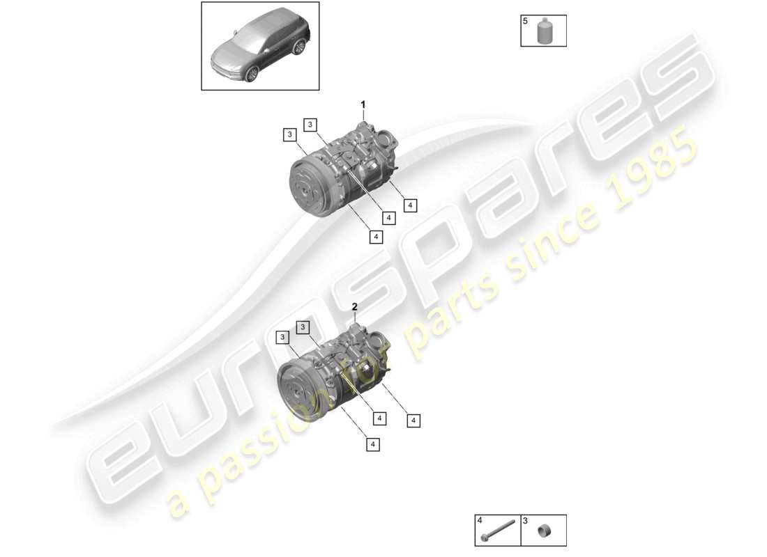 porsche 2024 (cayenne e3 9ya/9yb) compressor air conditioning r134a part diagram