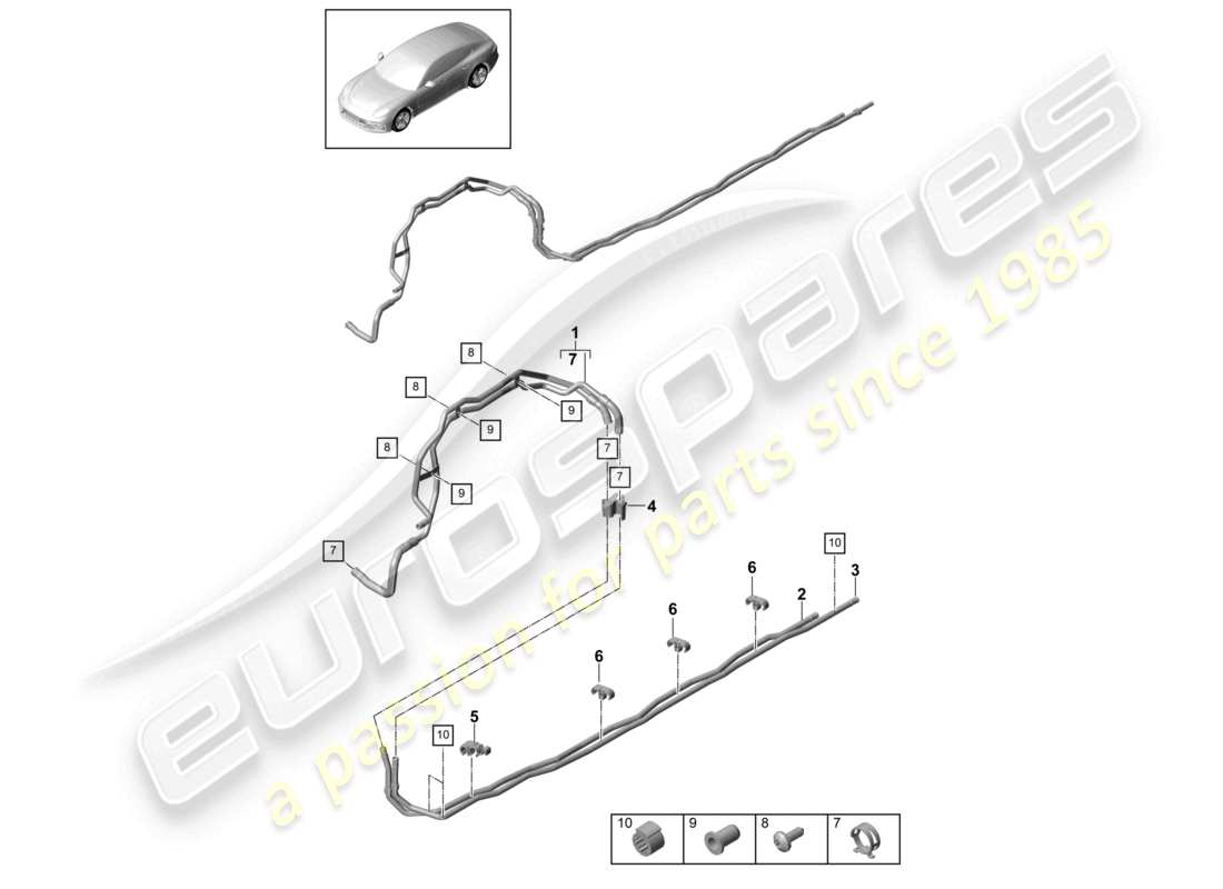 porsche 2021 (panamera 971-1) coolant pipe left side member hybrid and underbody part diagram