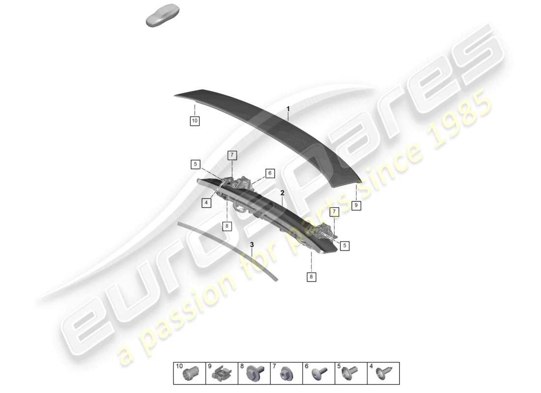 porsche 2025 (panamera 976) rear spoiler rear pdm 976.827 part diagram