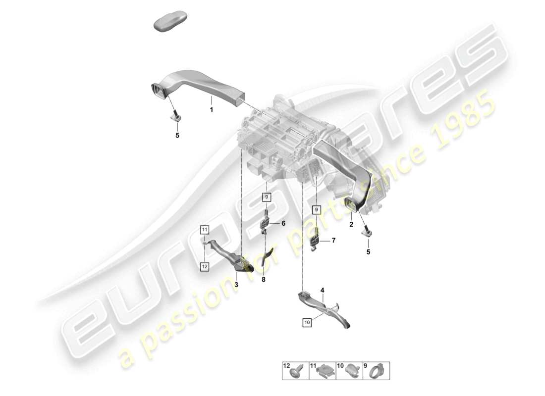 porsche 2026 (panamera 976) heating, air cond. system air guide dashboard part diagram