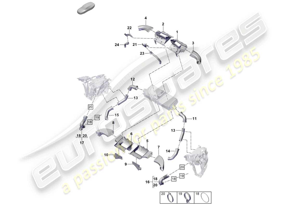 porsche 2022 (992-1 turbo / s) air guide charge air cooler part diagram