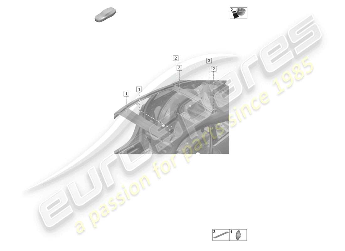 porsche 2025 (992-2 turbo / s) plugs for body car body transverse roof rack part diagram