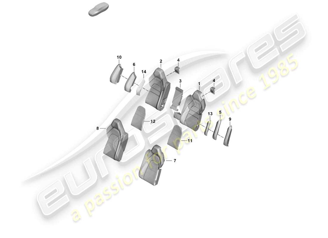 porsche 2026 (panamera 976) foam part rear back seat backrest backrest cover part diagram