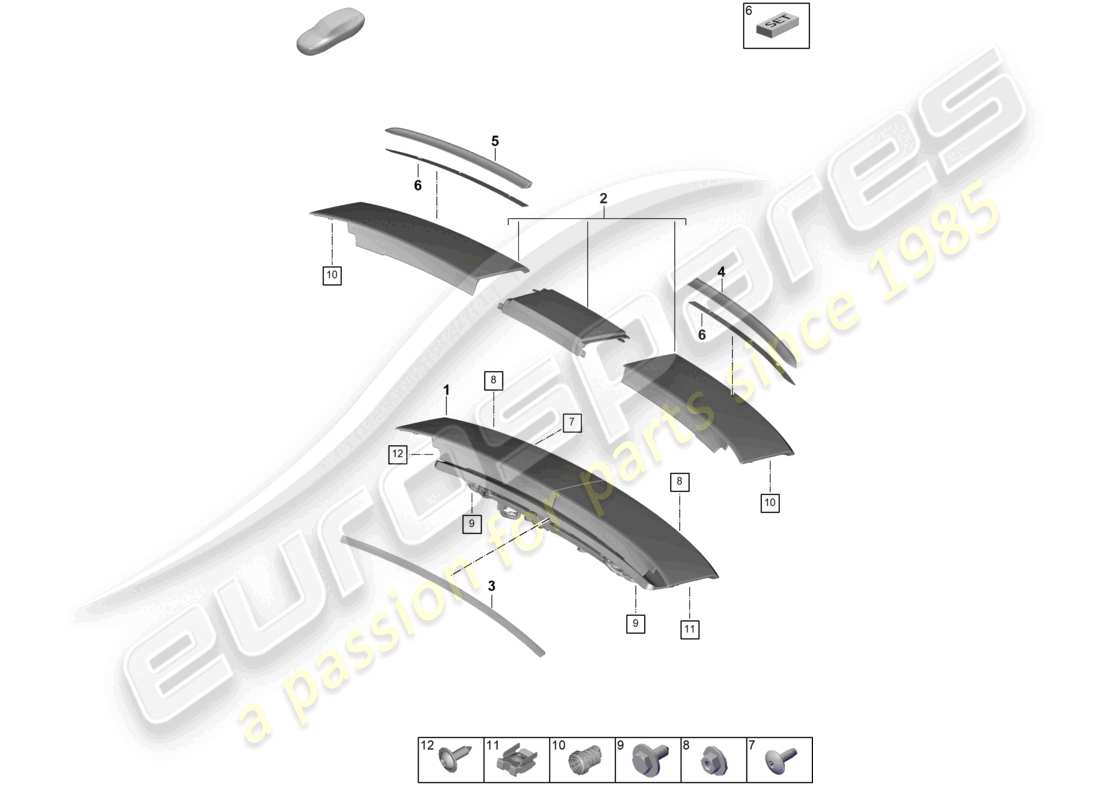 porsche 2024 (panamera 976) rear spoiler rear pdm 976.827 part diagram