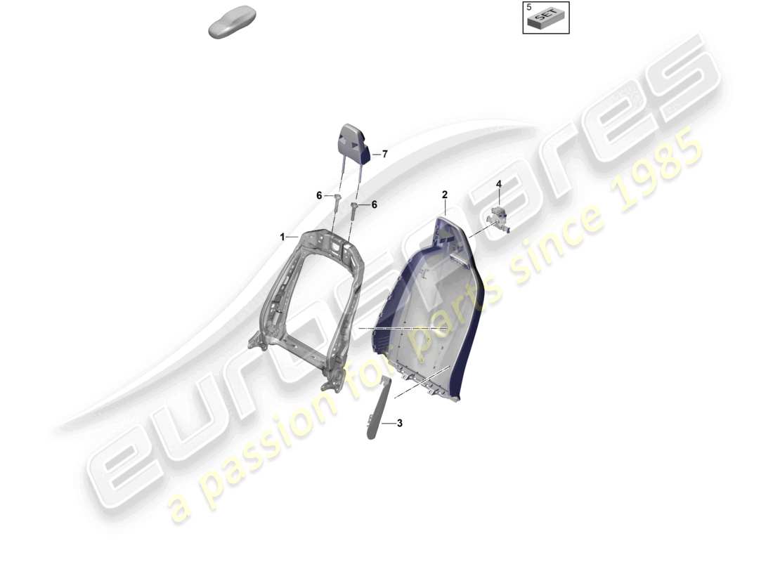 porsche 2024 (cayenne e3 pa) backrest frame backrest cover sports seat part diagram