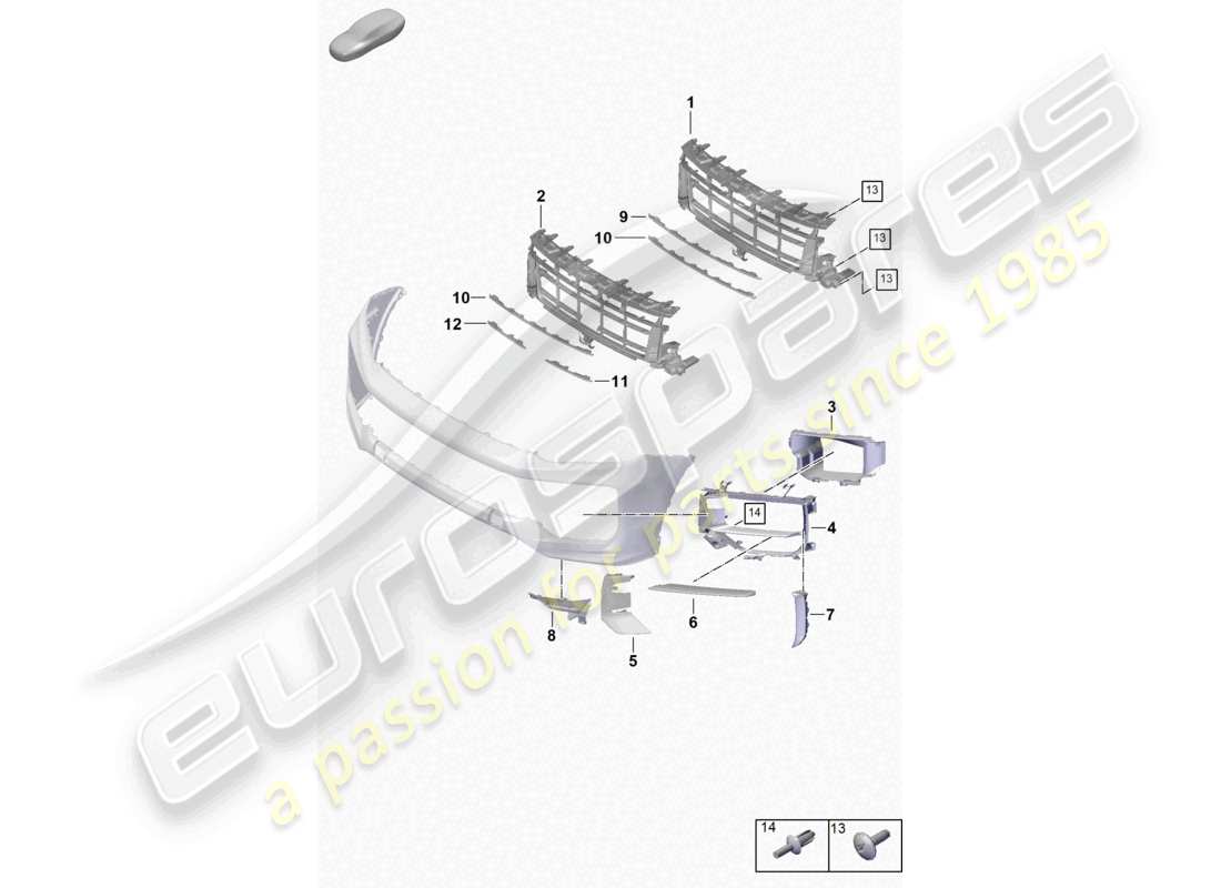 porsche 2025 (cayenne e3 pa) bumper individual parts air guide grille part diagram