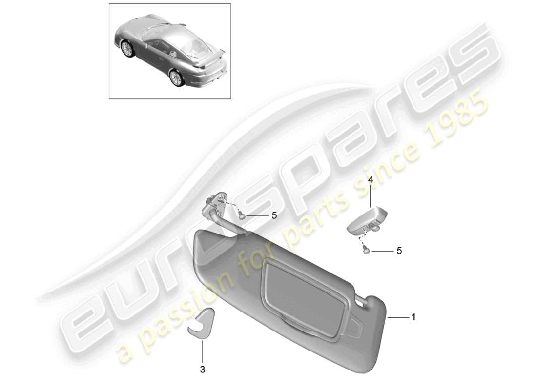 porsche 2021 (991-2 r/gt3/rs) sun vizors d - mj 2015>> part diagram