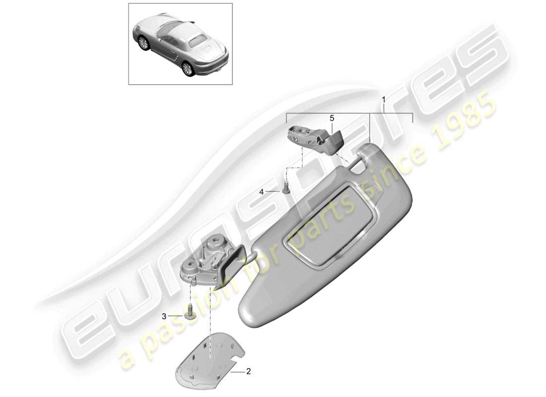 porsche 2024 (718 boxster) sun vizors part diagram